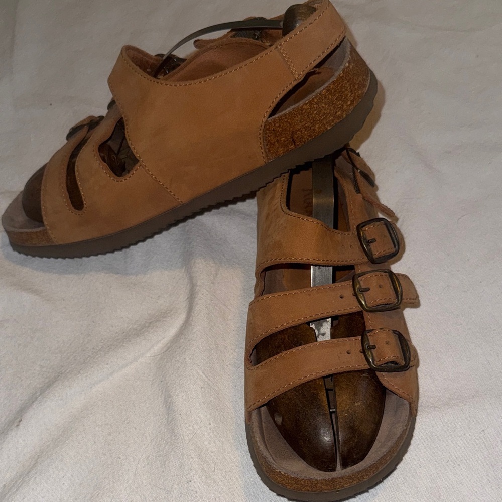Rockport Womens 9.5  Tan Four Buckles Adjustable Straps Leather Strappy Sandals - Picture 5 of 9